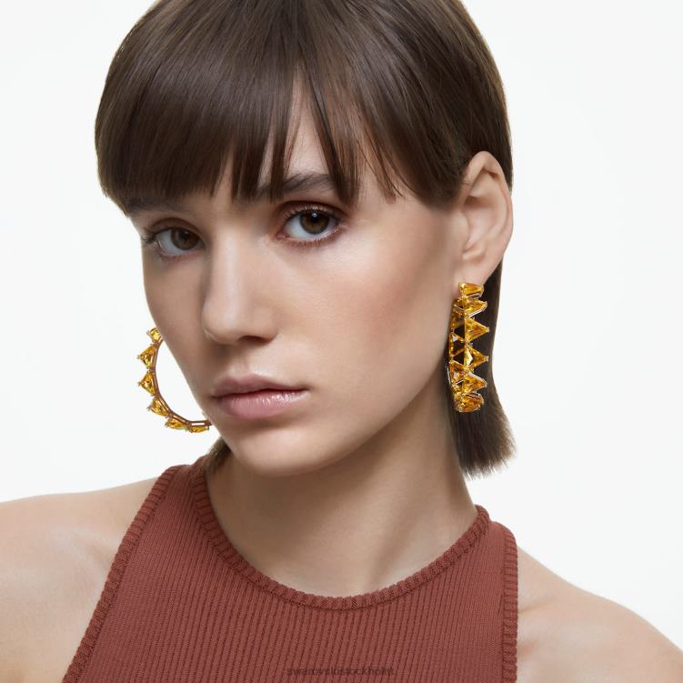 Swarovski Ortyx hoop örhängen P28L924 Smycken triangelskuren, gul, guldfärgad