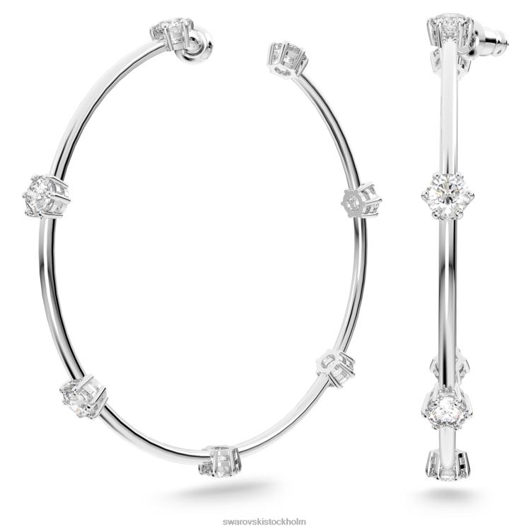 Swarovski constella hoop örhängen P28L885 Smycken rund skuren, vit, rodiumpläterad