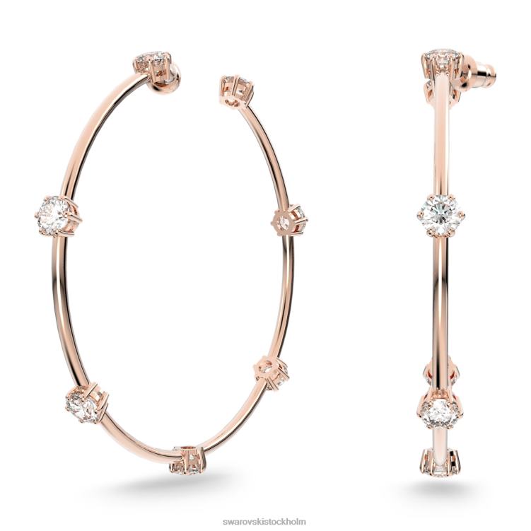 Swarovski constella hoop örhängen P28L889 Smycken rund skuren, vit, roséguld pläterad