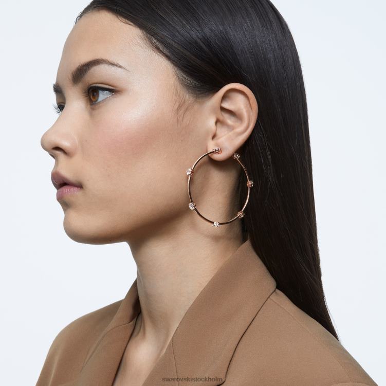 Swarovski constella hoop örhängen P28L889 Smycken rund skuren, vit, roséguld pläterad