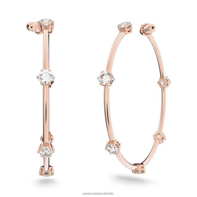 Swarovski constella hoop örhängen P28L889 Smycken rund skuren, vit, roséguld pläterad