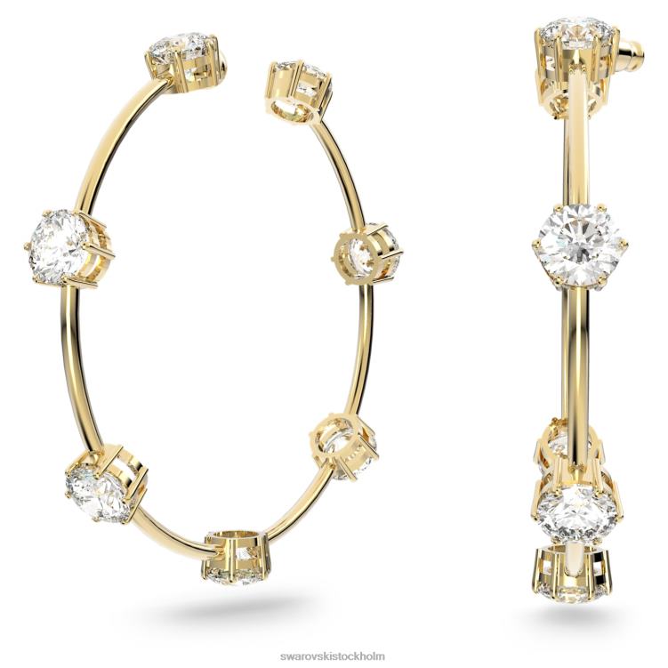 Swarovski constella hoop örhängen P28L917 Smycken rund skuren, vit, glänsande guldfärgad pläterad