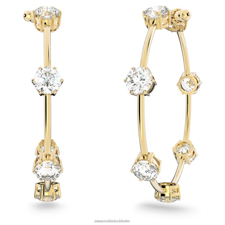 Swarovski constella hoop örhängen P28L917 Smycken rund skuren, vit, glänsande guldfärgad pläterad