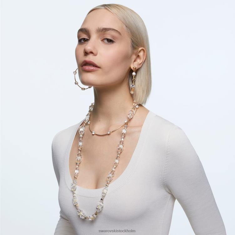 Swarovski constella hoop örhängen P28L917 Smycken rund skuren, vit, glänsande guldfärgad pläterad