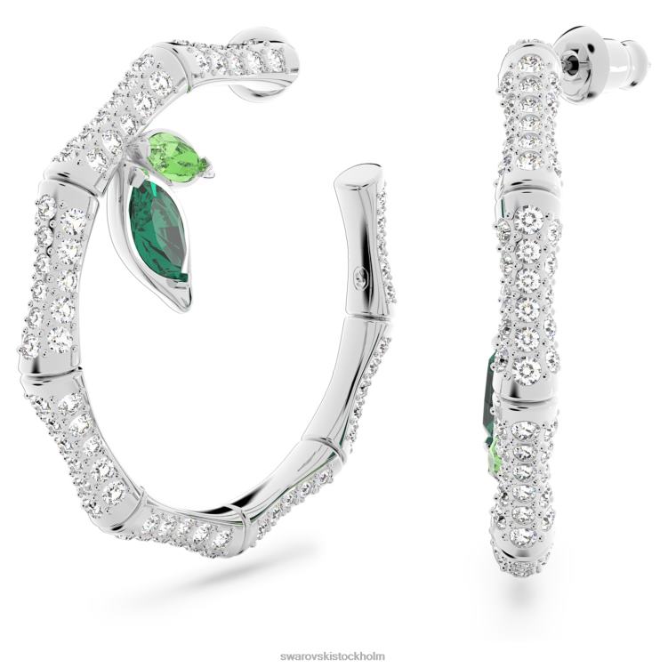 Swarovski dellium hoop örhängen P28L929 Smycken bambu, grön, rodiumpläterad
