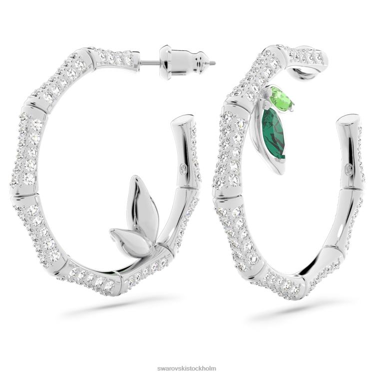 Swarovski dellium hoop örhängen P28L929 Smycken bambu, grön, rodiumpläterad