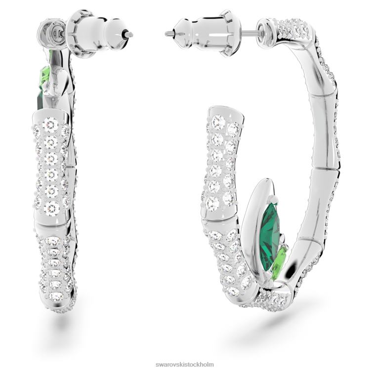 Swarovski dellium hoop örhängen P28L929 Smycken bambu, grön, rodiumpläterad