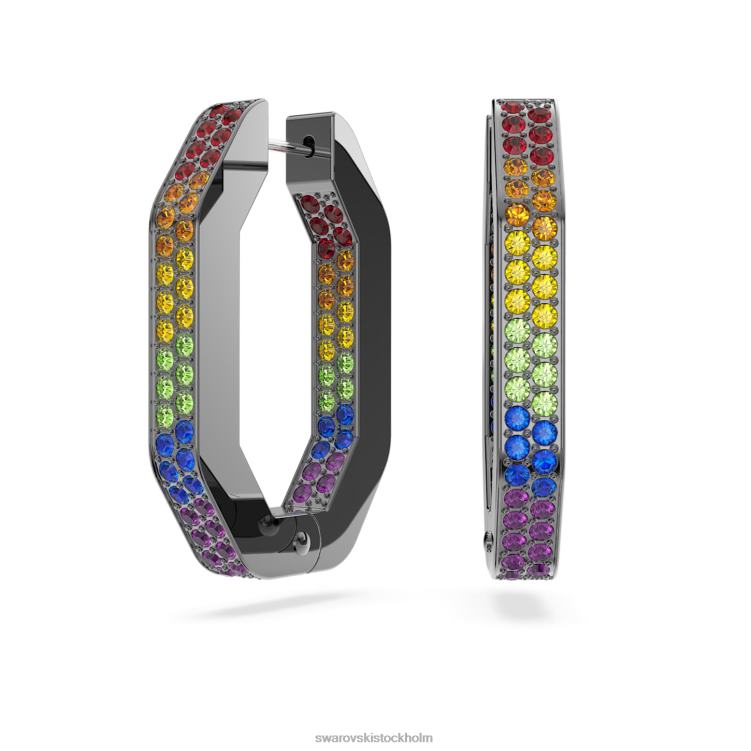 Swarovski dextera hoop örhängen P28L865 Smycken oktagonform, flerfärgad, ruteniumpläterad