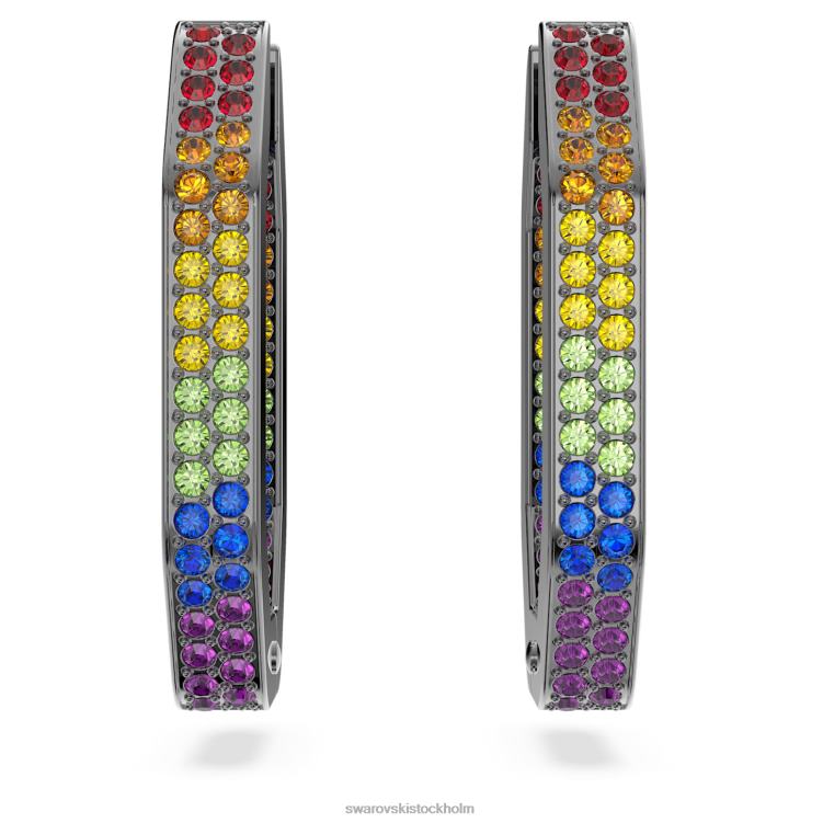 Swarovski dextera hoop örhängen P28L865 Smycken oktagonform, flerfärgad, ruteniumpläterad