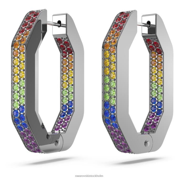 Swarovski dextera hoop örhängen P28L865 Smycken oktagonform, flerfärgad, ruteniumpläterad