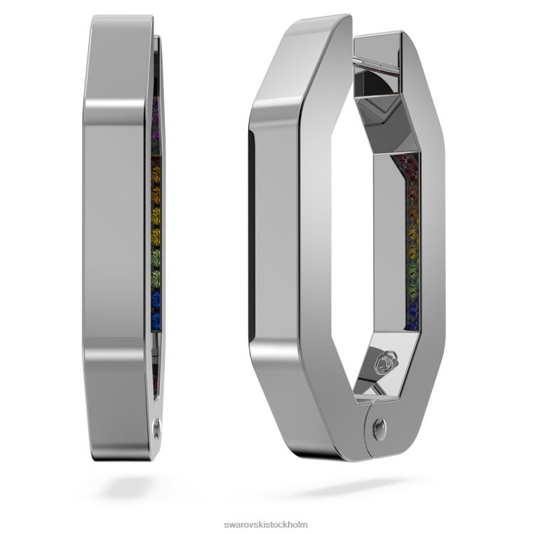 Swarovski dextera hoop örhängen P28L865 Smycken oktagonform, flerfärgad, ruteniumpläterad