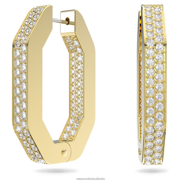 Swarovski dextera hoop örhängen P28L880 Smycken oktagonform, vit, guldfärgad