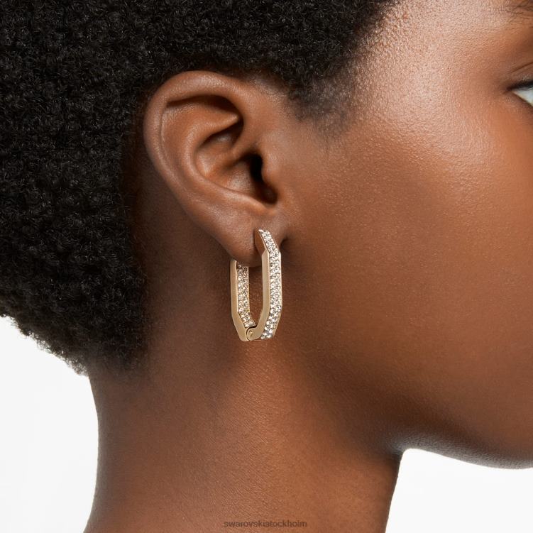 Swarovski dextera hoop örhängen P28L880 Smycken oktagonform, vit, guldfärgad