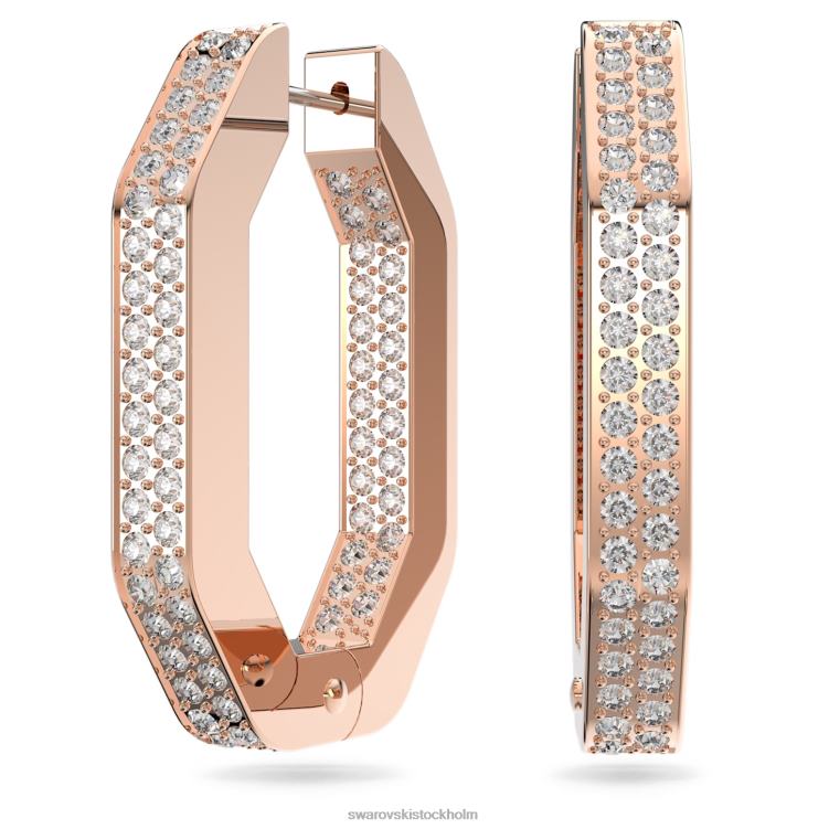 Swarovski dextera hoop örhängen P28L893 Smycken oktagonform, vit, roséguld pläterad