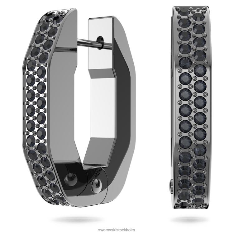 Swarovski dextera hoop örhängen P28L899 Smycken oktagonform, svart, ruteniumpläterad