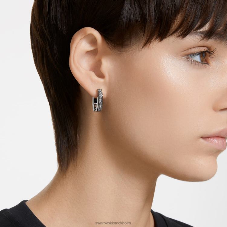 Swarovski dextera hoop örhängen P28L899 Smycken oktagonform, svart, ruteniumpläterad