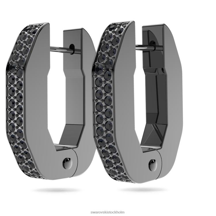 Swarovski dextera hoop örhängen P28L899 Smycken oktagonform, svart, ruteniumpläterad