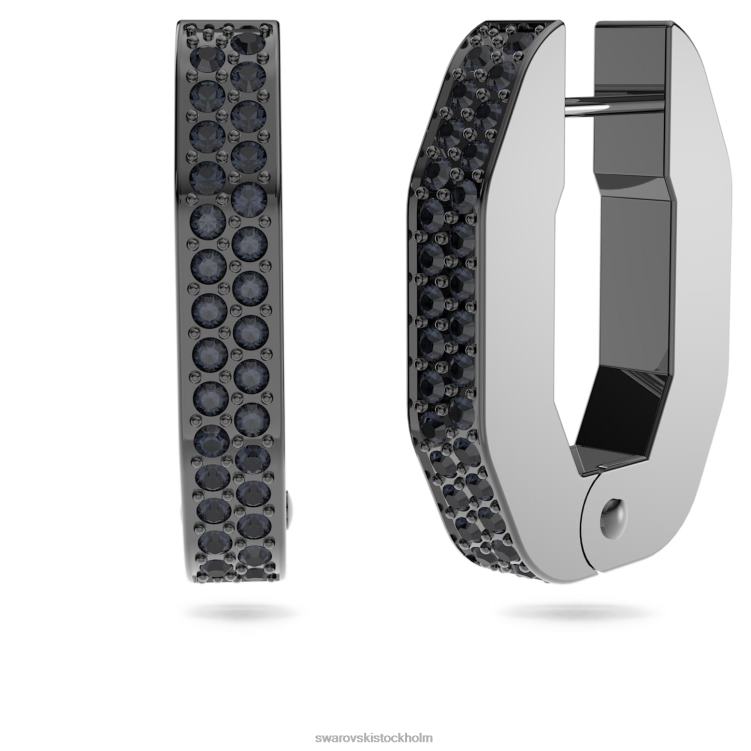 Swarovski dextera hoop örhängen P28L899 Smycken oktagonform, svart, ruteniumpläterad