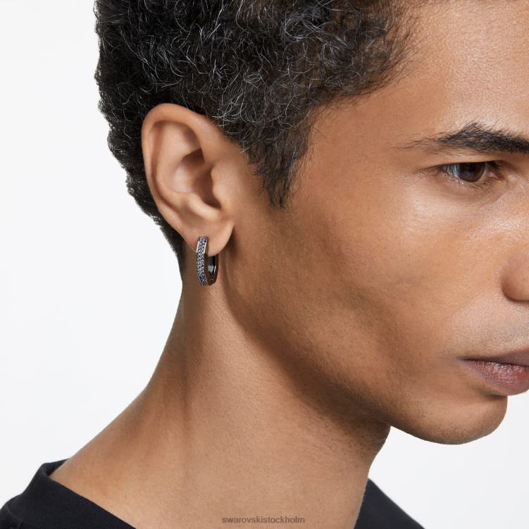 Swarovski dextera hoop örhängen P28L899 Smycken oktagonform, svart, ruteniumpläterad