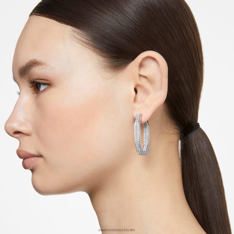 Swarovski dextera hoop örhängen P28L906 Smycken oktagonform, vit, rodiumpläterad