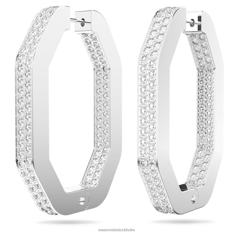 Swarovski dextera hoop örhängen P28L906 Smycken oktagonform, vit, rodiumpläterad