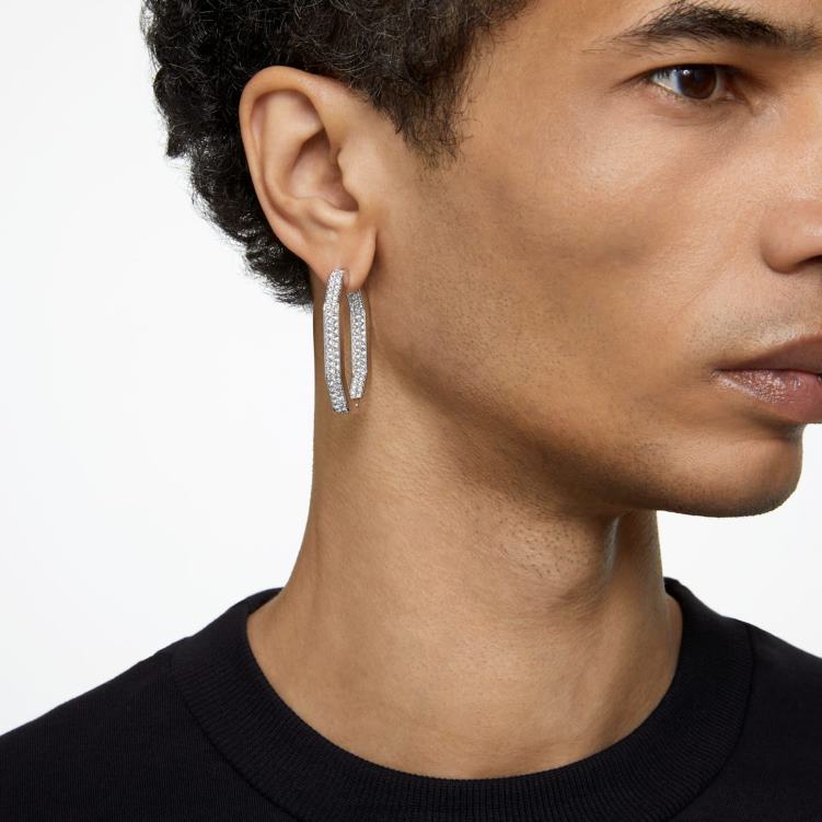 Swarovski dextera hoop örhängen P28L906 Smycken oktagonform, vit, rodiumpläterad