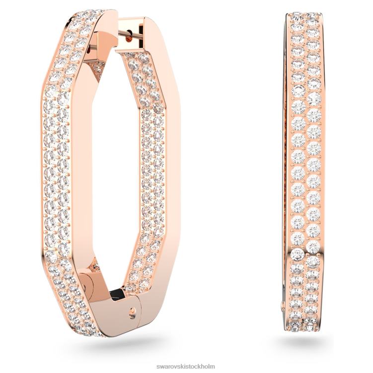 Swarovski dextera hoop örhängen P28L910 Smycken oktagonform, vit, roséguld pläterad
