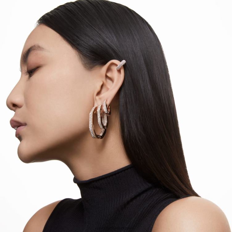 Swarovski dextera hoop örhängen P28L910 Smycken oktagonform, vit, roséguld pläterad