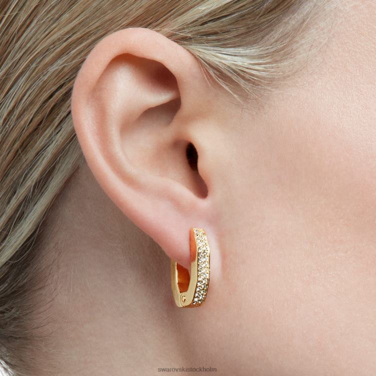Swarovski dextera hoop örhängen P28L913 Smycken oktagonform, vit, guldfärgad