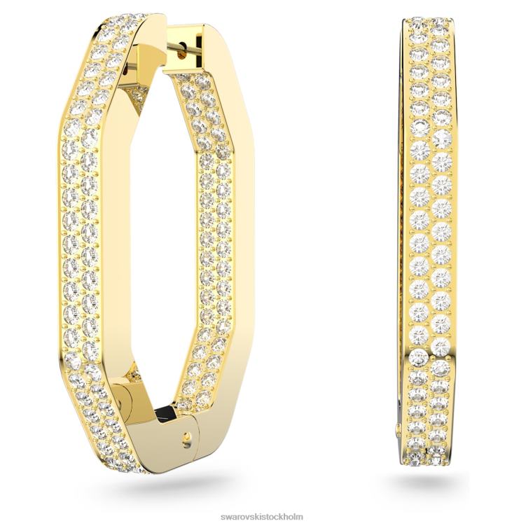 Swarovski dextera hoop örhängen P28L925 Smycken oktagonform, vit, guldfärgad