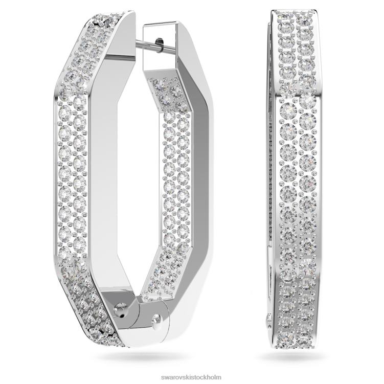 Swarovski dextera hoop örhängen P28L926 Smycken oktagonform, vit, rodiumpläterad
