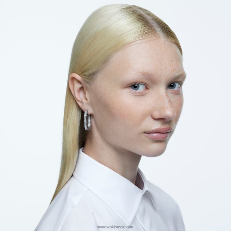 Swarovski dextera hoop örhängen P28L926 Smycken oktagonform, vit, rodiumpläterad