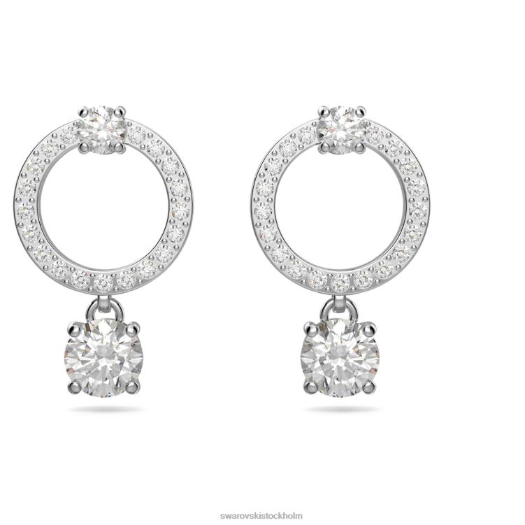 Swarovski locka till sig bågeörhängen P28L773 Smycken rund skuren, vit, rodiumpläterad