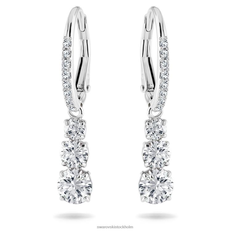 Swarovski locka trilogin bågeörhängen P28L757 Smycken rund skuren, vit, rodiumpläterad