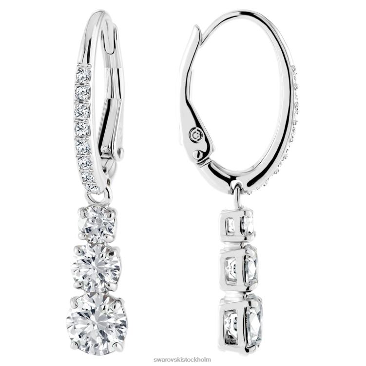 Swarovski locka trilogin bågeörhängen P28L757 Smycken rund skuren, vit, rodiumpläterad
