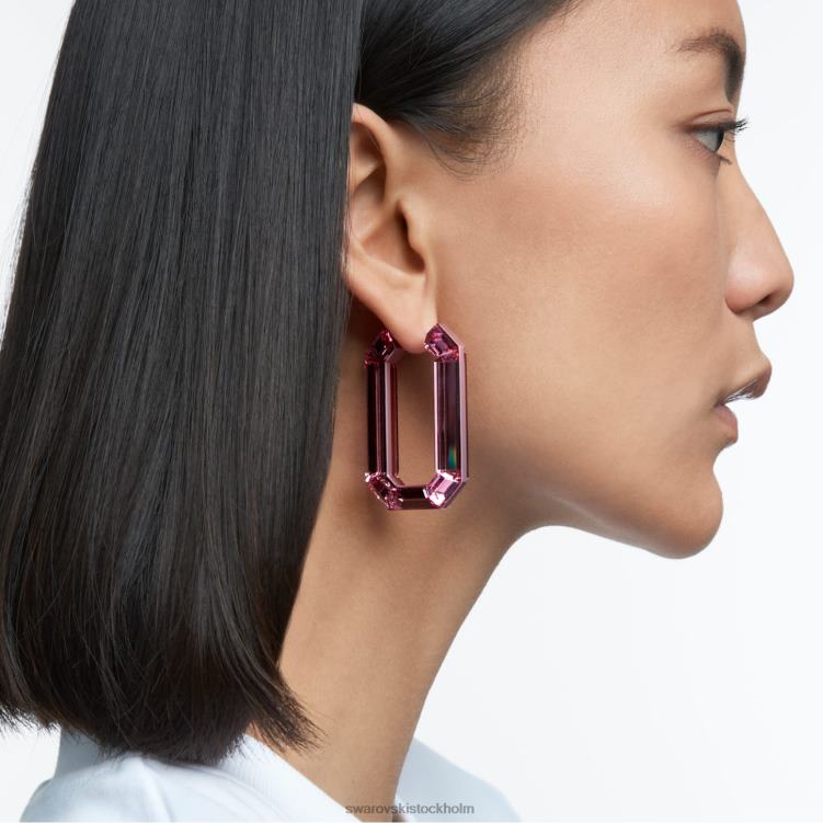 Swarovski lucent hoop örhängen P28L869 Smycken statement, oktagonform, rosa