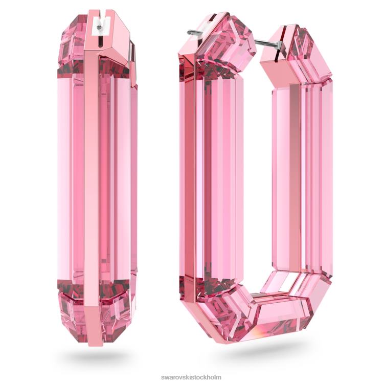 Swarovski lucent hoop örhängen P28L869 Smycken statement, oktagonform, rosa