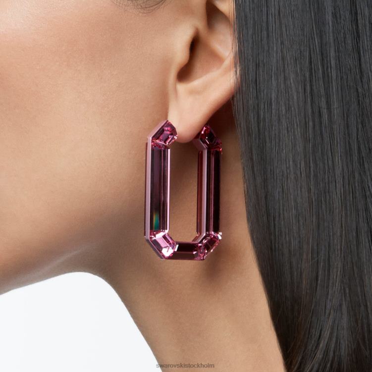 Swarovski lucent hoop örhängen P28L869 Smycken statement, oktagonform, rosa