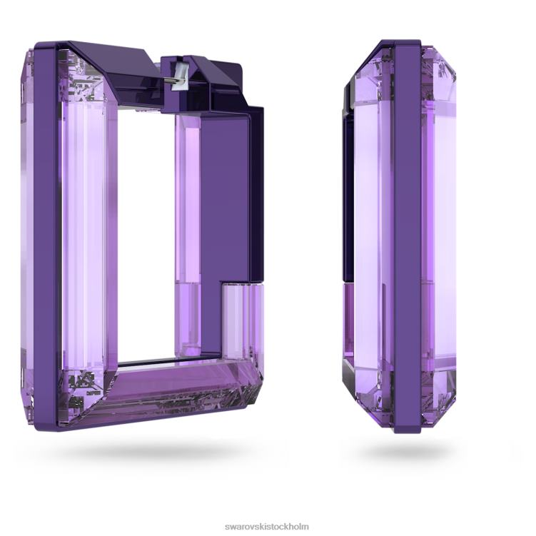 Swarovski lucent hoop örhängen P28L882 Smycken fyrkantig form, lila