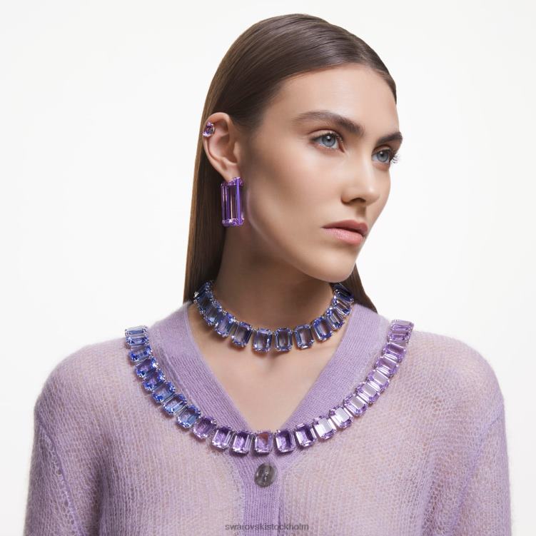 Swarovski lucent hoop örhängen P28L882 Smycken fyrkantig form, lila