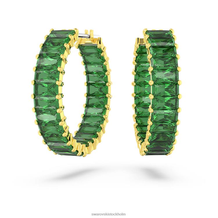 Swarovski matrix hoop örhängen P28L862 Smycken baguetteskuren, grön, guldfärgad