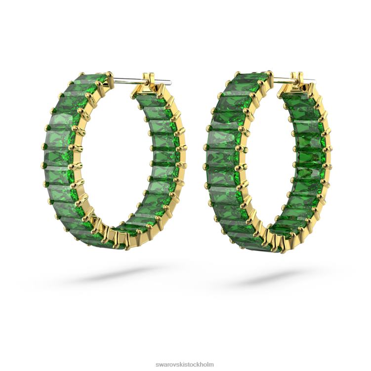 Swarovski matrix hoop örhängen P28L862 Smycken baguetteskuren, grön, guldfärgad