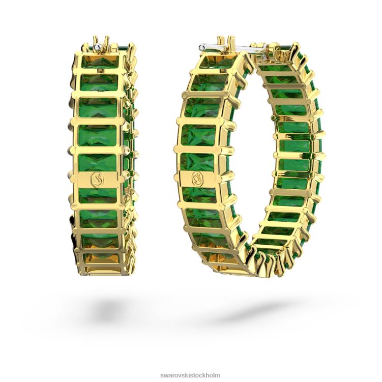 Swarovski matrix hoop örhängen P28L862 Smycken baguetteskuren, grön, guldfärgad