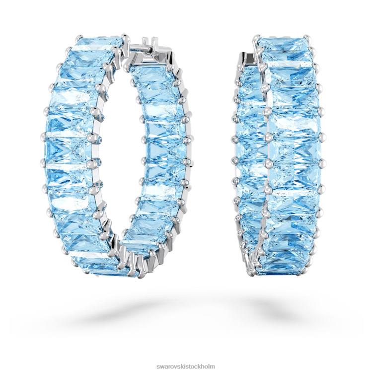 Swarovski matrix hoop örhängen P28L863 Smycken baguetteskuren, blå, rodiumpläterad