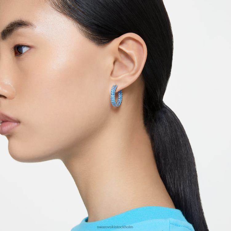 Swarovski matrix hoop örhängen P28L863 Smycken baguetteskuren, blå, rodiumpläterad