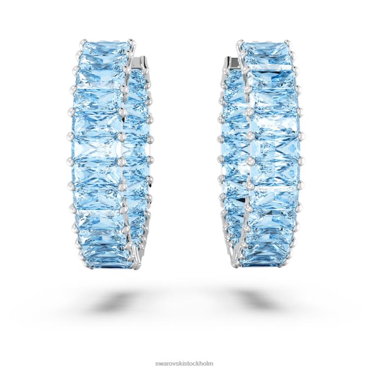 Swarovski matrix hoop örhängen P28L863 Smycken baguetteskuren, blå, rodiumpläterad