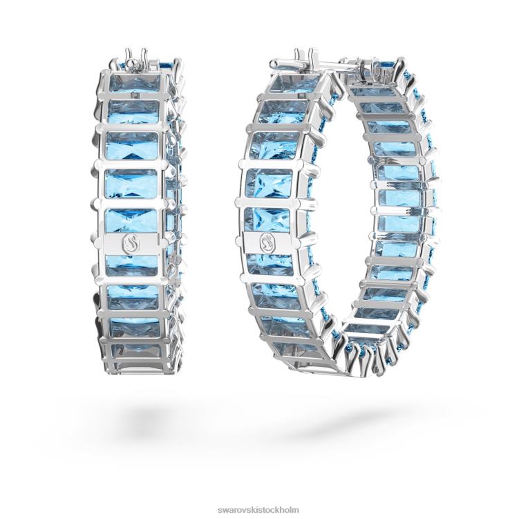 Swarovski matrix hoop örhängen P28L863 Smycken baguetteskuren, blå, rodiumpläterad