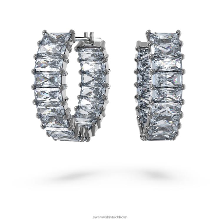 Swarovski matrix hoop örhängen P28L866 Smycken baguetteskuren, grå, ruteniumpläterad