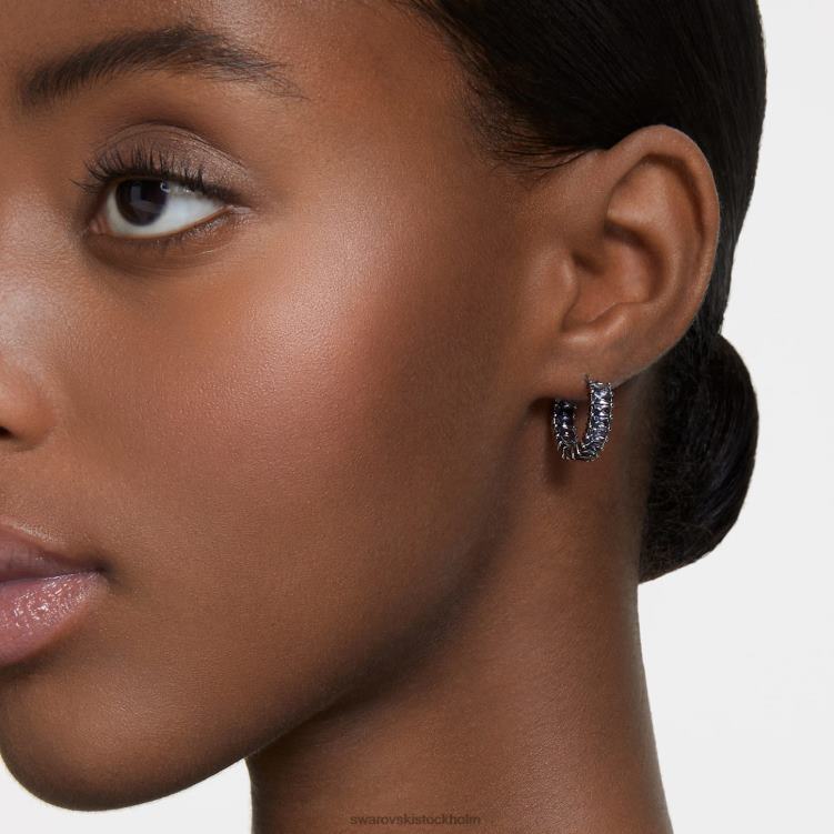 Swarovski matrix hoop örhängen P28L866 Smycken baguetteskuren, grå, ruteniumpläterad