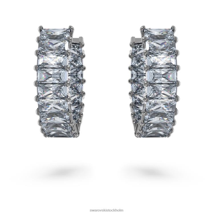 Swarovski matrix hoop örhängen P28L866 Smycken baguetteskuren, grå, ruteniumpläterad